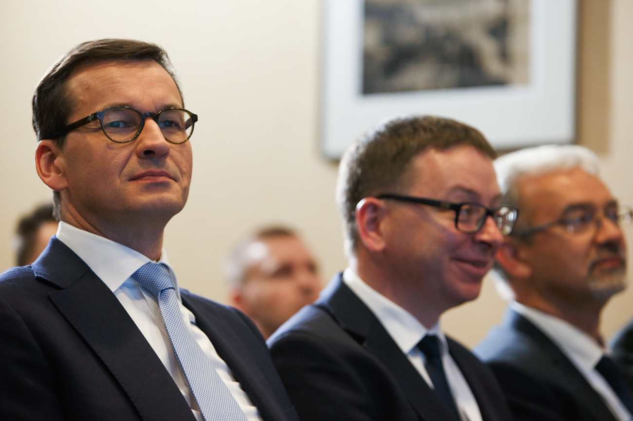 Prime Minister Mateusz Morawiecki, Deputy Head of the National Security Bureau Dariusz Gwizdała and Minister of Investment and Development Jerzy Kwieciński